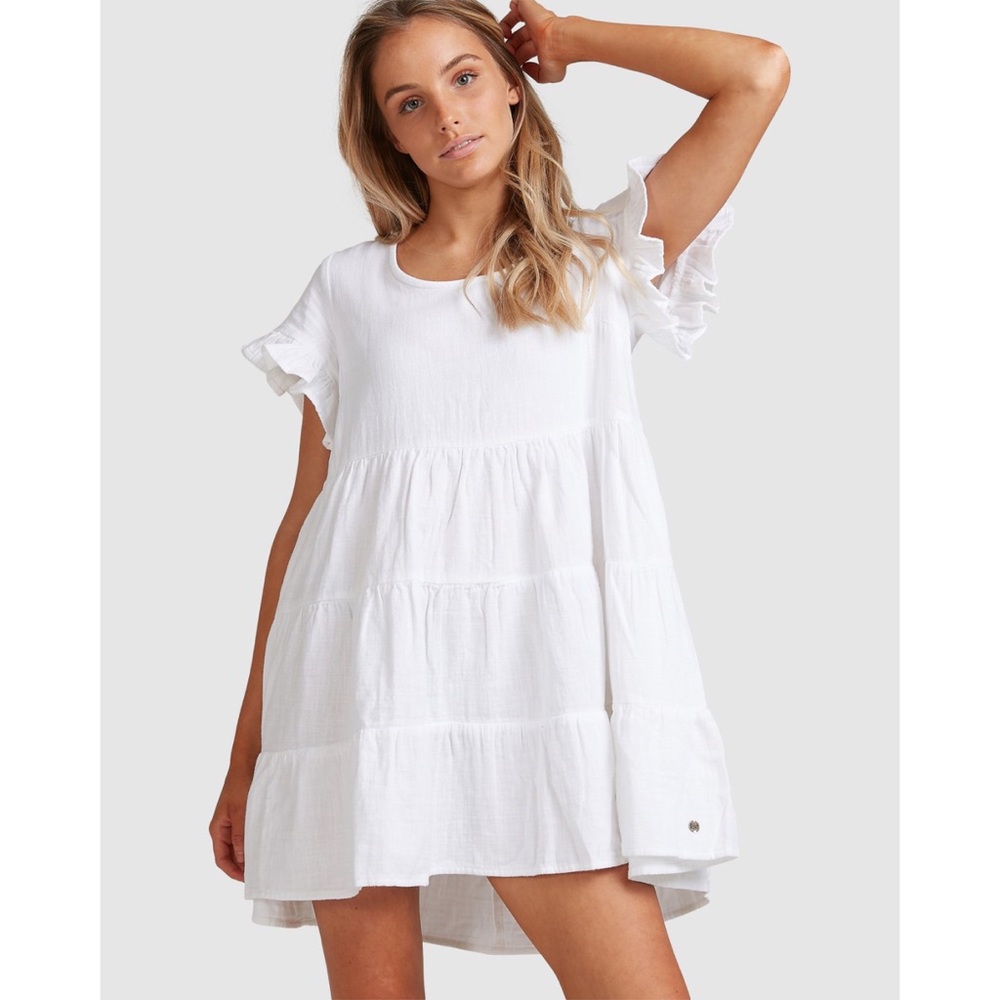 Billabong White Ruffle Sleeve Pixie Dress